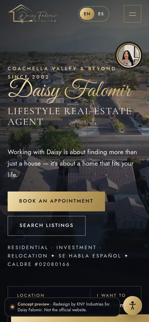 Phone view of the Daisy Falomir concept